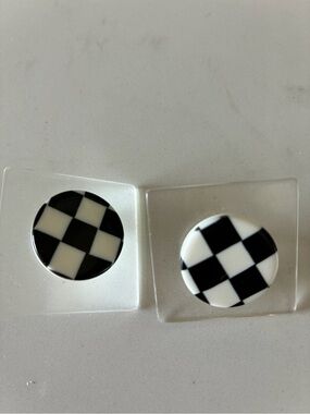 Vintage checkerboard  1960s-style mod earrings,